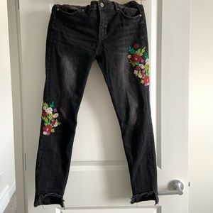 Embroidered Black Jeans